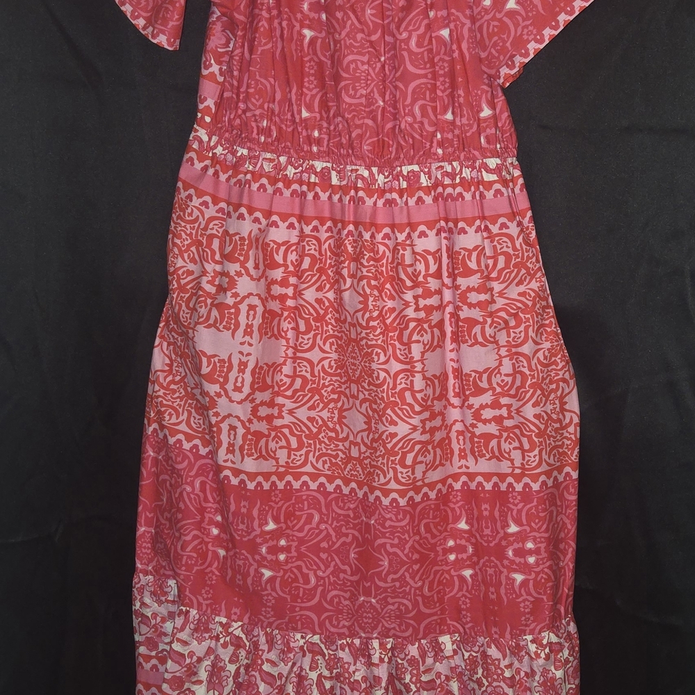 Elegant Pink Patterned Maxi Dress